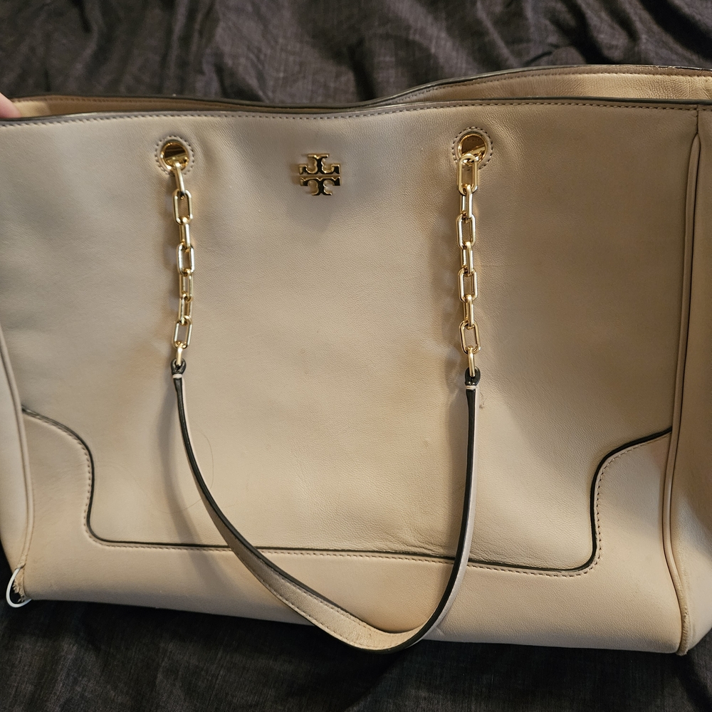 Tory Burch Leather Tote with Gold Accents